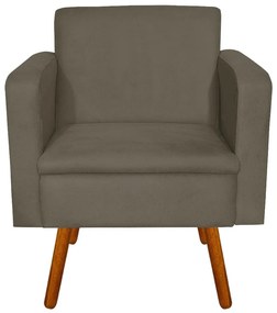 Poltrona Emilia Suede Marrom Rato Pes Palito - D'Rossi