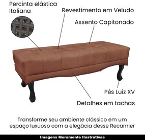 Recamier Decorativo 195cm Loewe Veludo Pés de Madeira Cobre G63 - Gran Belo