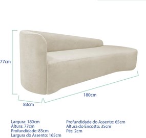 Kit Sofá Curvo França 180cm LD. e Poltrona Luiza Max Conforto, Elegância e Design Moderno Bouclé