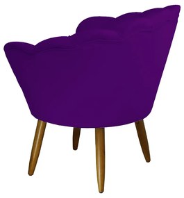 Poltrona Decorativa Pétala Pés Palito Veludo Roxo - Sheep Estofados - Violeta escuro