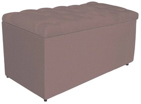 Calçadeira Estofada Liverpool 90 cm Solteiro Linho Rosê - ADJ Decor