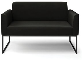 Sofá Namoradeira Base Industrial Preto Marisa Suede Preto D03 - D'Rossi