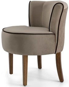Kit 02 Poltronas Decorativas Sala de Estar Base de Madeira Ayla Veludo Marrom Claro G15 - Gran Belo