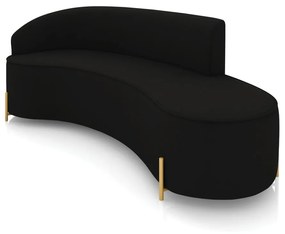 Sofá 4 Lugares Orgânico 220cm Pé Dourado Morgan Suede D03 - D'Rossi - Preto