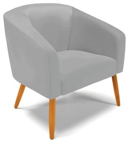 Poltrona Decorativa Pé Palito Castanho Stella Sintético Cinza D03 - D'Rossi