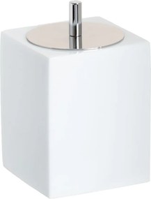 Porta Cotonetes Resina Branco - Cromado