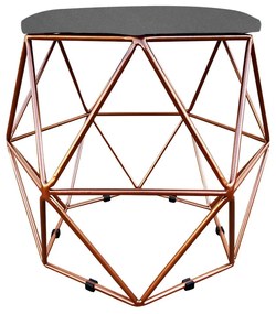 Puff Aramado Hexágono Decorativo Industrial Cobre com Suede D03 - D'Rossi - Grafite