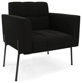 Poltrona Pé de Ferro Preto para Sala Elisa Suede - D'Rossi - Preto