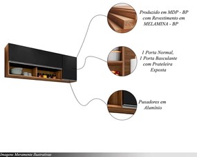 Armário Aéreo Dodoma MDP/BP Freijó/Preto G96 - Gran Belo
