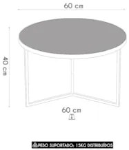 Mesa de Centro Redonda Alta Pé Metal Thor Espelho/Dourado E05 - Mpozen