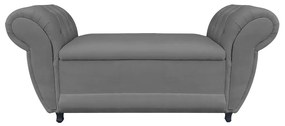 Recamier com Baú Grécia Namoradeira Calçadeira Suede - D'Rossi - Grafite