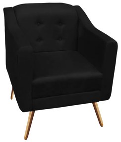 Kit Namoradeira + 2 Poltronas Bruna Pé Palito Suede Preto