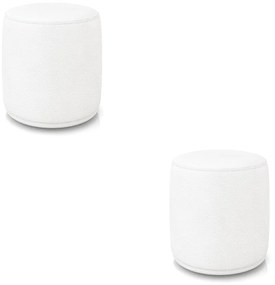 Puff Redondo Orgânico para Sala kit 2 Malu Sintético M11 - D'Rossi - Branco