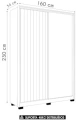 Guarda Roupa Solteiro 160cm Rizatto Flex A02 Off/Titanium   - Mpozenat