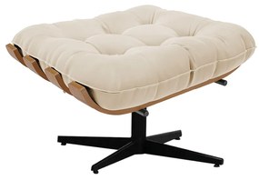 Puff Giratório Costela Suede Bege Base Cromada Preto - D'Rossi