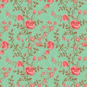 Papel de Parede Floral Arabesco Verde