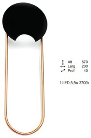 Arandela Coneto Oval Extrema 04X20X57Cm 1Xled 5,5W 2700K - Old Artisan... (BRANCO / COBRE BRILHO, 110V)