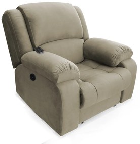 Poltrona Decorativa Magnum Reclinável Elétrica com Massagem Suede Nude
