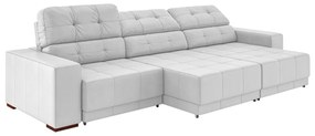 Sofá Sala de Estar Retrátil e Reclinável 5 Lugares Lisboa 320cm Couro Branco G58 - Gran Belo