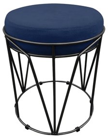 Puff Multiuso com Mesa Babu 2 em 1 Suede Base Preto D'Rossi - Azul Marinho