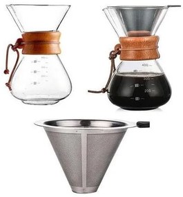 Passador de Café - Vidro e Laço de Madeira