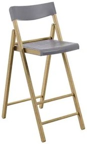 Banqueta Dobrável Alta com Encosto Tramontina Potenza Grafite Madeira Tauari Natural