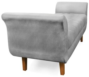 Recamier Olinda Suede Cinza 160 cm Pés Chanfrado Castanhos - D'Rossi