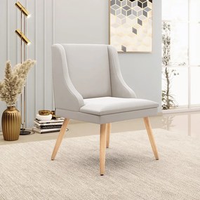 Kit 10 Cadeiras de Jantar Liz Veludo Cinza Pés Palito Natural D03 - D'Rossi