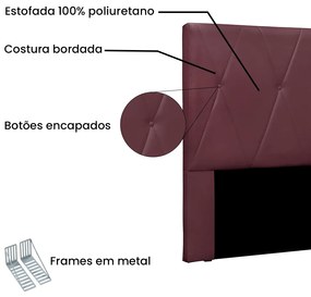 Cabeceira Cama Box Solteiro 90 cm Aquilla Veludo S04 - D'Rossi - Vinho
