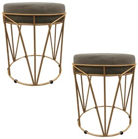 KIT 02 PUFF BABU SUEDE BASE DOURADO DROS - Marrom Rato