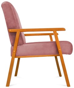 Poltrona Decorativa Alexa Braça de Madeira Veludo Rosa - Sheep Estofados