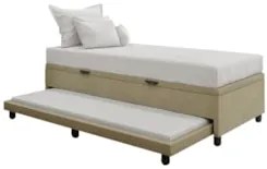 Bicama Box Baú Solteirão 96x203cm Samy S05 Veludo Bege - Mpozenato