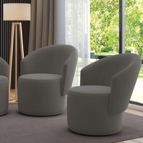 Poltrona Decorativa Orgânica Fixa para Sala Kit 2 Malu Suede M11 - D'Rossi - Grafite