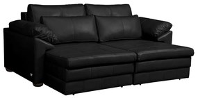 Sofá Decorativo Piece Bipartido Retrátil Sala de Estar 215cm Couro Preto G58 - Gran Belo