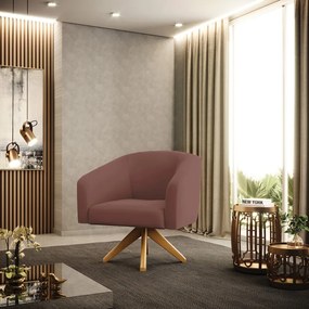 Poltrona Decorativa Giratória MA30 Kit 2 Stella Veludo Rosê D03 - D'Rossi