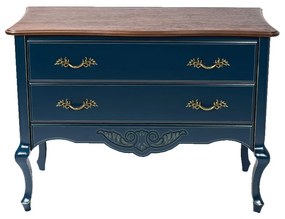 Cômoda Decorativa Julieta com 2 Gavetas Azul/Imbuía G71 - Gran Belo