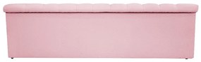 Recamier Baú Estofada Mel 140 cm Casal Com Capitonê  Suede Rosa Bebê - ADJ Decor