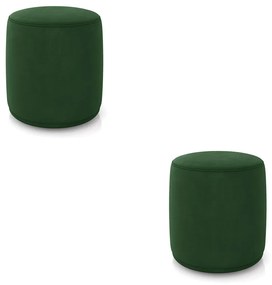 Puff Redondo Orgânico para Sala Kit 2 Malu Suede M11 - D'Rossi - Verde