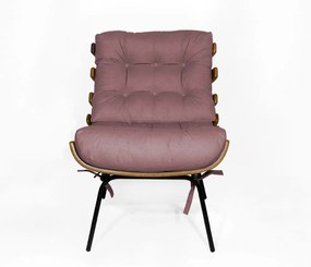 Poltrona Costela Rib Suede Rosê