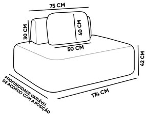 Sofá Módulo Central 140cm Orgânico Sala Berlim Bouclê K01 - D'Rossi - Cinza claro