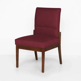 Conjunto 8 Cadeiras De Jantar Aurora Base Madeira Maciça Estofada Suede Bordô