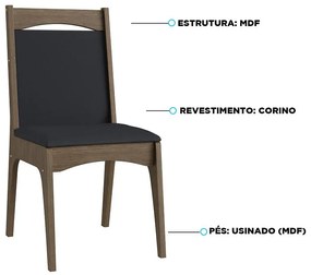 Conjunto 2 Cadeiras Mdf Estofada Travessa Tecido Corino 917 - Ameixa Negra