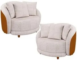 Kit 2 Poltronas Decorativa para Sala Pés Madeira Kaly M22 Sintético Ca