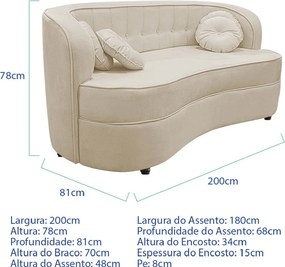 Sofá Curvo 3 Lugares Orgânico Sala Recepção Escritório Decorativo Luxo Panamá 200cm Bouclé