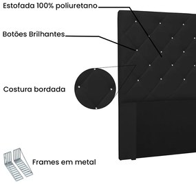 Cabeceira Cama Box Casal King 195cm Tânia Corano Preto - Sheep Estofados - Preto