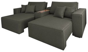 Sofá Decorativo Automatizado Shogun 252cm Reclinável 6 Posições Retrátil c/Console Central Entrada USB Bluetooth Linho Grafite G33 - Gran Belo