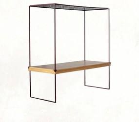 Mesa Comunitária com Pergolado Francesca - Marrom Metálico com Lâmina Mel Pinus Kleiner