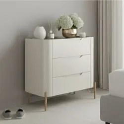 Mesa Cabeceira Quarto 68cm 3 Gavetas Blen Luna/Dourado I06 - Mpozenato