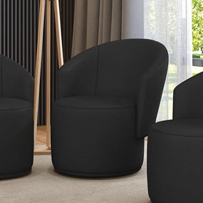 Poltrona Decorativa Orgânica Fixa para Sala Malu Sintético M11 - D'Rossi - Preto