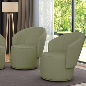 Poltrona Decorativa Orgânica Fixa para Sala Kit 2 Malu Bouclê M11 - D'Rossi - Pistache